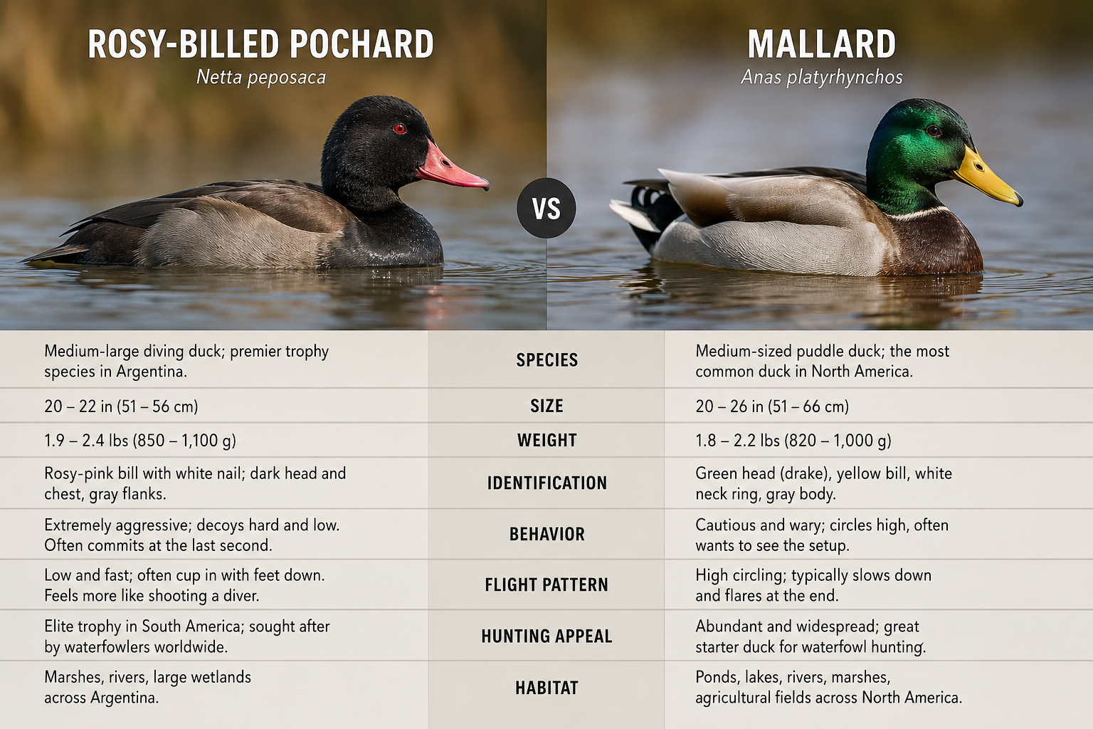 Rosy-Billed Pochard vs Mallard: Waterfowl Comparison