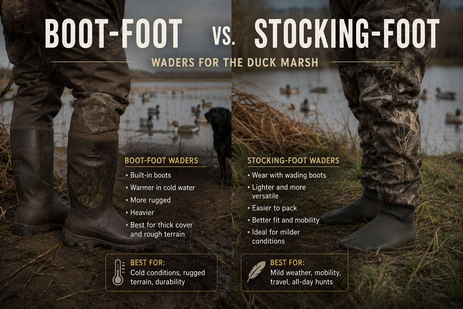 Boot-Foot vs Stocking-Foot Waders for the Duck Marsh